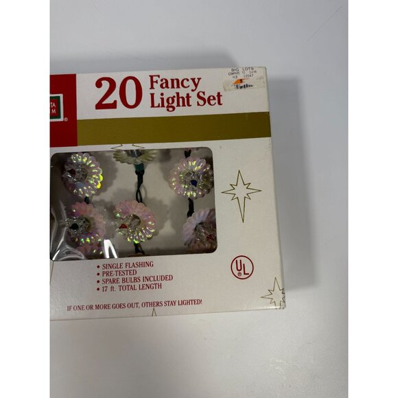 Christmas Tree Lights Vintage Santa Trim 20 Fancy Light Set Iridescent Flowers - Picture 7 of 16